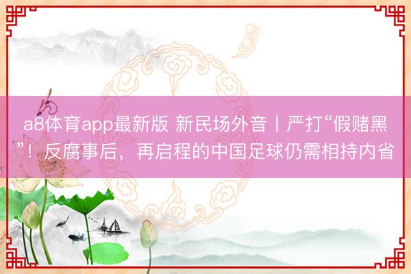 a8体育app最新版 新民场外音丨严打“假赌黑”！反腐事后，再启程的中国足球仍需相持内省