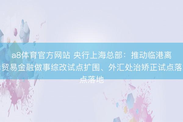 a8体育官方网站 央行上海总部:推动临港离岸贸易金融做事综改试点扩围、外汇处治矫正试点落地