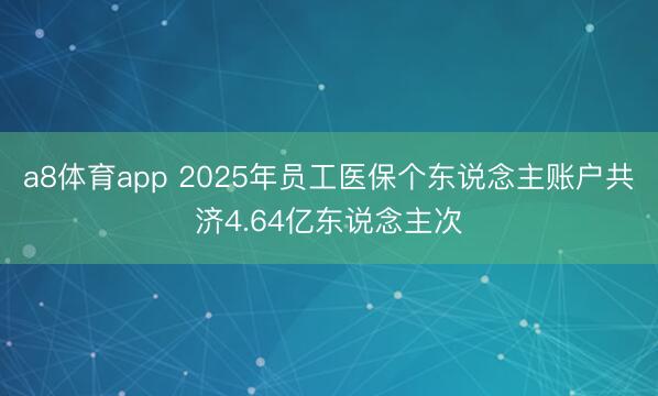 a8体育app 2025年员工医保个东说念主账户共济4.64亿东说念主次