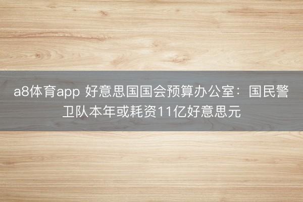 a8体育app 好意思国国会预算办公室:国民警卫队本年或耗资11亿好意思元