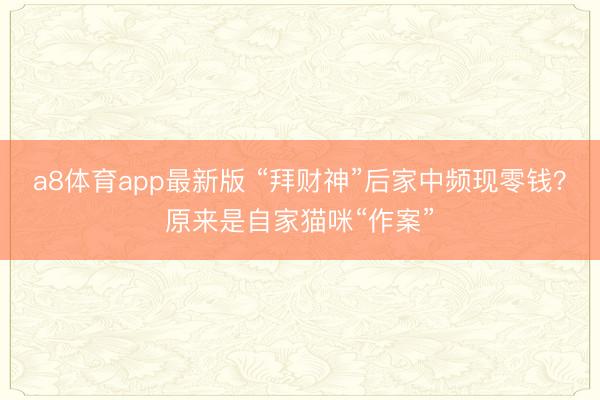 a8体育app最新版 “拜财神”后家中频现零钱？原来是自家猫咪“作案”