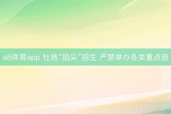 a8体育app 杜绝“掐尖”招生 严禁举办各类重点班