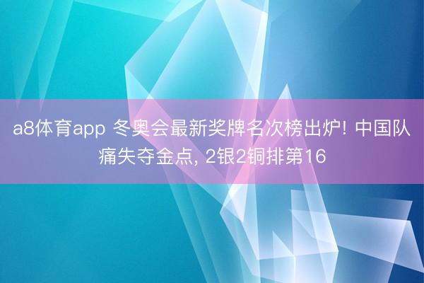 a8体育app 冬奥会最新奖牌名次榜出炉! 中国队痛失夺金点, 2银2铜排第16