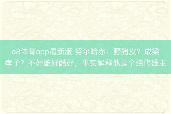 a8体育app最新版 努尔哈赤：野猪皮？成梁孝子？不好酷好酷好，事实解释他是个绝代雄主