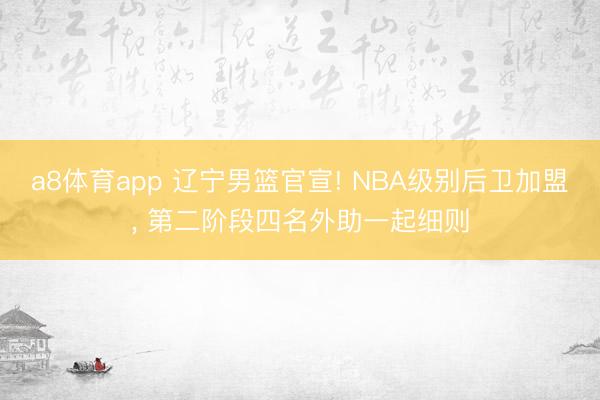 a8体育app 辽宁男篮官宣! NBA级别后卫加盟， 第二阶段四名外助一起细则