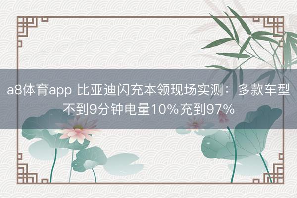 a8体育app 比亚迪闪充本领现场实测：多款车型不到9分钟电量10％充到97％