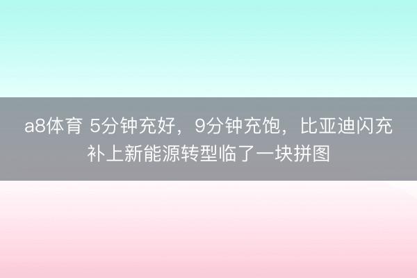 a8体育 5分钟充好，9分钟充饱，比亚迪闪充补上新能源转型临了一块拼图