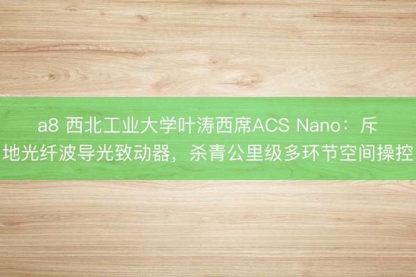 a8 西北工业大学叶涛西席ACS Nano：斥地光纤波导光致动器，杀青公里级多环节空间操控