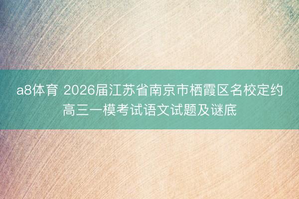 a8体育 2026届江苏省南京市栖霞区名校定约高三一模考试语文试题及谜底
