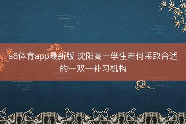 a8体育app最新版 沈阳高一学生若何采取合适的一双一补习机构
