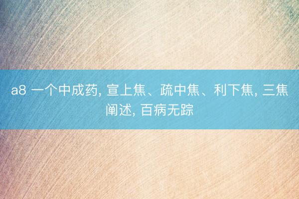 a8 一个中成药, 宣上焦、疏中焦、利下焦, 三焦阐述, 百病无踪