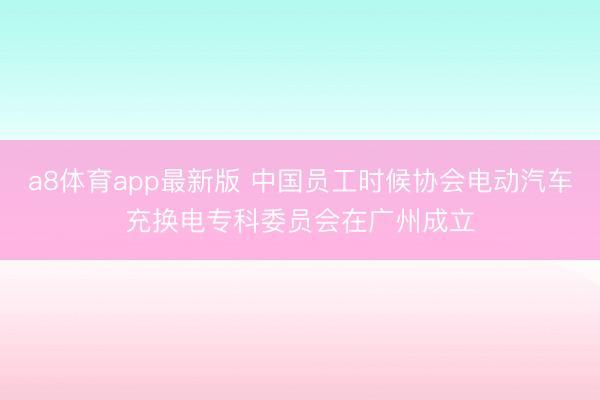 a8体育app最新版 中国员工时候协会电动汽车充换电专科委员会在广州成立
