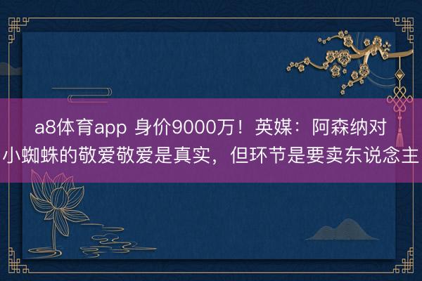 a8体育app 身价9000万！英媒：阿森纳对小蜘蛛的敬爱敬爱是真实，但环节是要卖东说念主