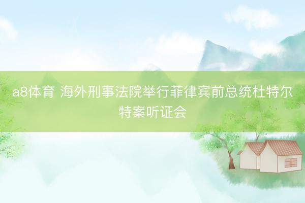 a8体育 海外刑事法院举行菲律宾前总统杜特尔特案听证会