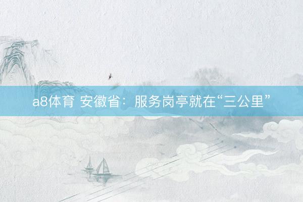 a8体育 安徽省：服务岗亭就在“三公里”
