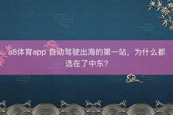 a8体育app 自动驾驶出海的第一站，为什么都选在了中东？