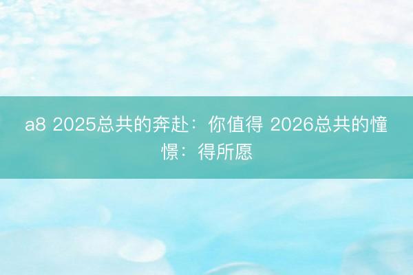 a8 2025总共的奔赴：你值得 2026总共的憧憬：得所愿