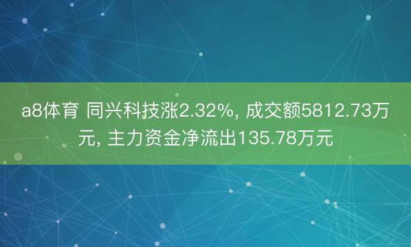 a8体育 同兴科技涨2.32%， 成交额5812.73万元， 主力资金净流出135.78万元