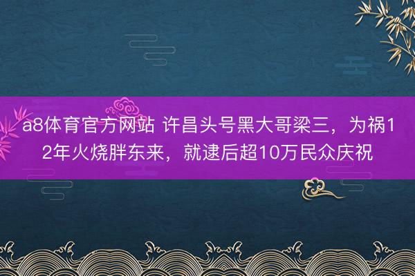 a8体育官方网站 许昌头号黑大哥梁三，为祸12年火烧胖东来，就逮后超10万民众庆祝