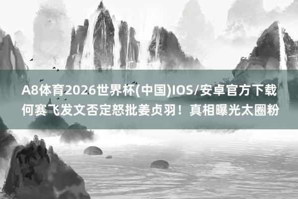 A8体育2026世界杯(中国)IOS/安卓官方下载 何赛飞发文否定怒批姜贞羽!真相曝光太圈粉