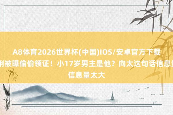 A8体育2026世界杯(中国)IOS/安卓官方下载 马伊琍被曝偷偷领证！小17岁男主是他？向太这句话信息量太大