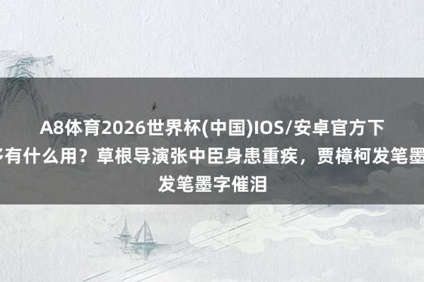 A8体育2026世界杯(中国)IOS/安卓官方下载 钱多有什么用?草根导演张中臣身患重疾,贾樟柯发笔墨字催泪