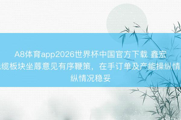 A8体育app2026世界杯中国官方下载 鑫宏业:线缆板块坐蓐意见有序鞭策,在手订单及产能操纵情况稳妥