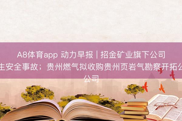 A8体育app 动力早报 | 招金矿业旗下公司发生安全事故;贵州燃气拟收购贵州页岩气勘察开拓公司