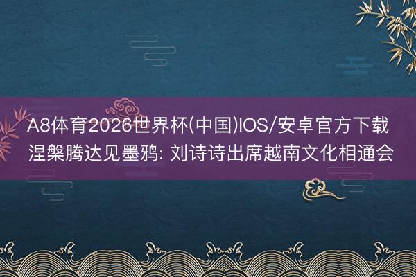 A8体育2026世界杯(中国)IOS/安卓官方下载 涅槃腾达见墨鸦: 刘诗诗出席越南文化相通会