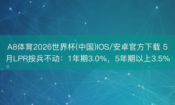 A8体育2026世界杯(中国)IOS/安卓官方下载 5月LPR按兵不动：1年期3.0%，5年期以上3.5%